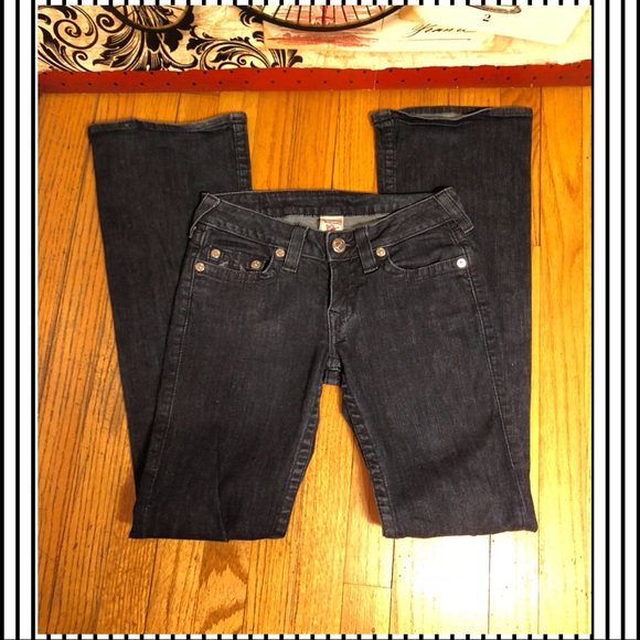 SZ 27-TRUE RELIGION DARK WASH BOOTCUT JEANS-32”ins - Picture 2 of 8